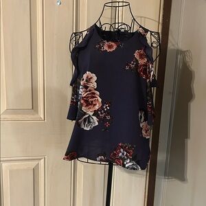 Haute Monde Navy Floral Blouse